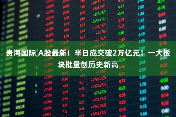 贵海国际 A股最新！半日成交破2万亿元！一大板块批量创历史新高